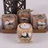 Wooden Tealight Candle Holders with Heart-Shaped Tags — Wedding & Baby Shower Favors
