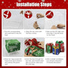 Installation steps for a set of three LED light-up Christmas gift boxes with various color modes.