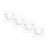A pack of four clear self-adhesive curtain rod brackets for mounting without drilling.