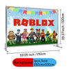 A banner featuring Roblox characters and the word ROBLOX, used as a background for party supplies.