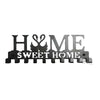 Black metal key holder with H&ME and Sweet Home text and wall mounted hooks