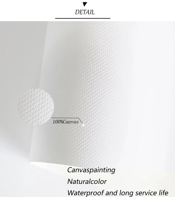 Detail view of 100% canvas art featuring a canvas painting in natural color, waterproof and long service life.