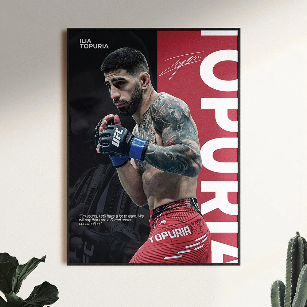 A motivational canvas wall art featuring a portrait of an athlete with the text TOPURIA