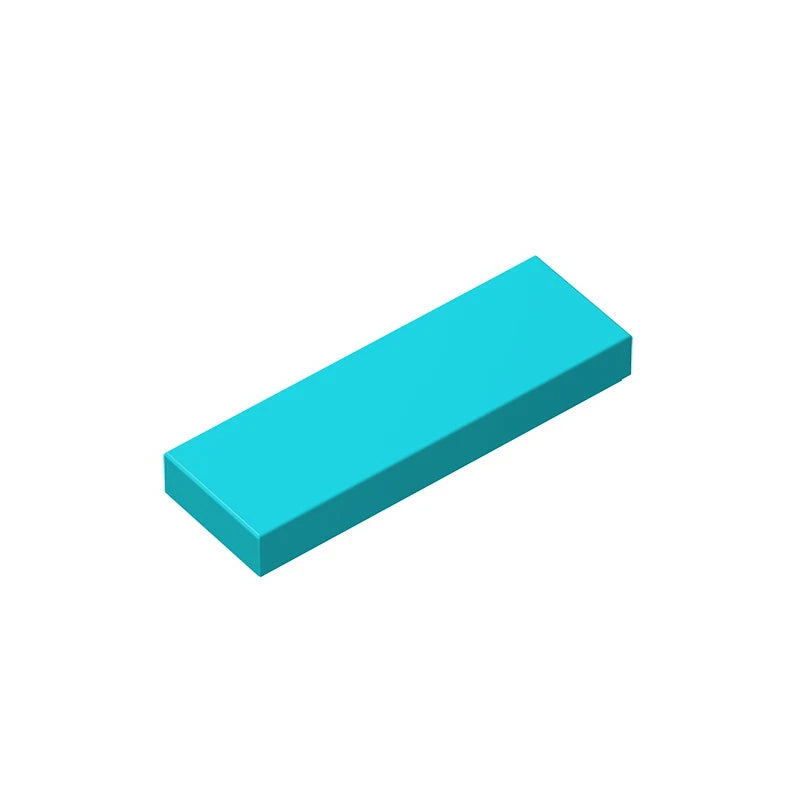 A rectangular, smooth building tile brick in a bright cyan color.