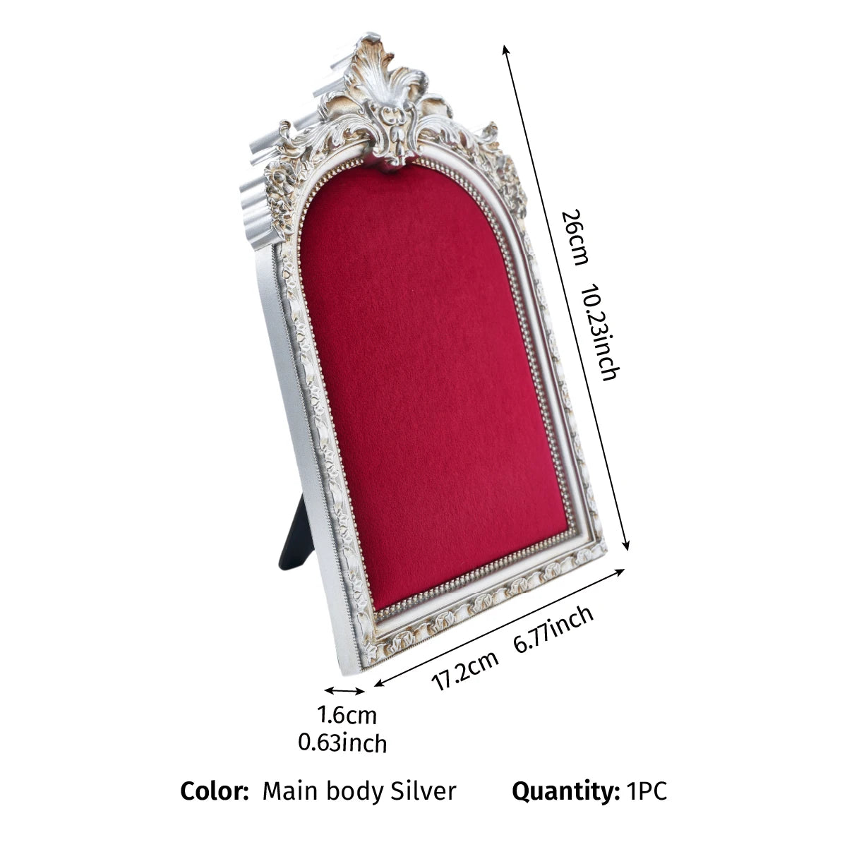 European-Style Velvet Jewelry Display Stand with Silver-Plated Floral Detail