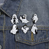 Halloween Enamel Pins Set - Cute Ghost, Black Cat, and Pumpkin Brooches for Kids