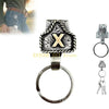 Silver western metal belt keychain featuring an engraved 'X' design and a quick-release clip.