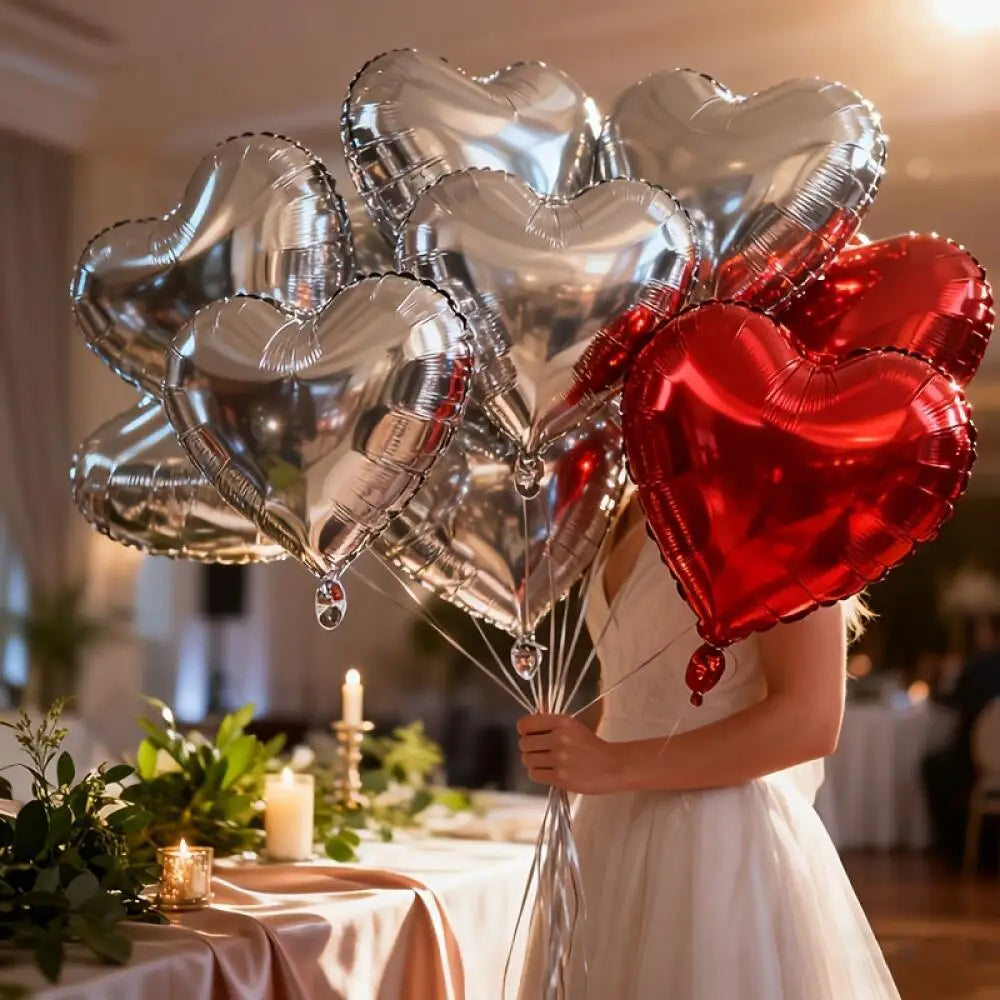 Romantic Red & Silver Heart Foil Balloon Set (23-Piece)