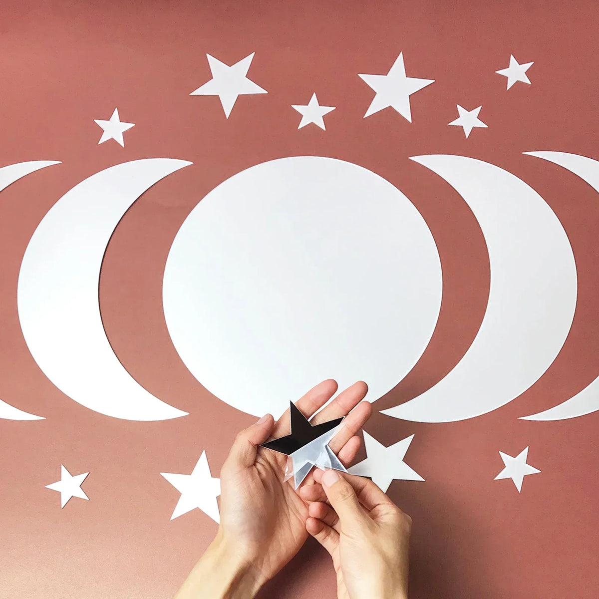 20-Piece Acrylic Moon & Star Wall Decals with 3D Mirror Finish