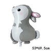 A gray and white woodland animal foil balloon decoration set shaped like a rabbit.