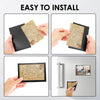 Hands demonstrate how to easily install magnetic picture frames for fridge and cabinet
