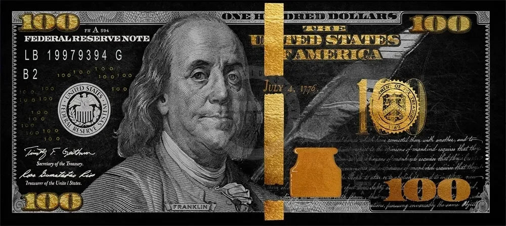 A close-up of a $100 Federal Reserve Note from the United States of America featuring Benjamin Franklin.