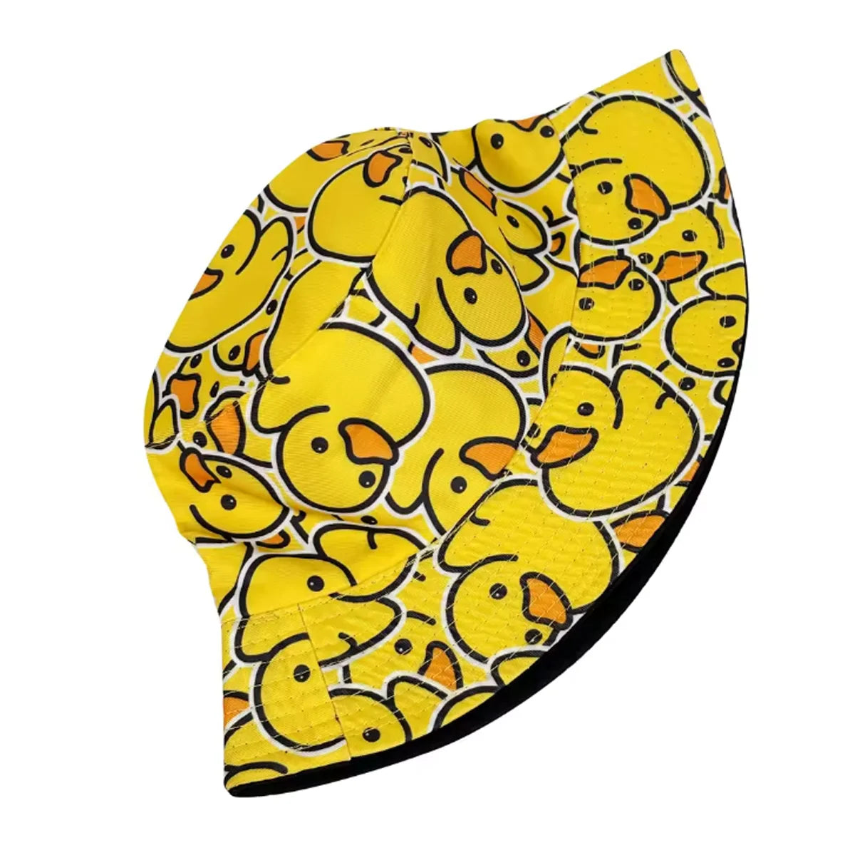 Yellow duck print reversible bucket hat
