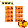 A set of 24 pieces of orange flameless LED skull and pumpkin candles for Halloween decor.
