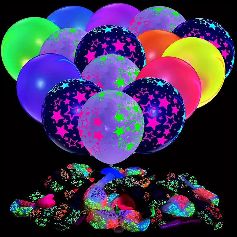Glow-in-the-Dark Neon Balloons (60 Pack) – 12 Inch Party Decorations