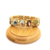 Natural wooden rosary bracelet featuring charms of the Virgin Mary and Jesus