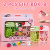 A pink gift box containing two moisturizing hand sanitizer sprays, Sweet Guava and Vanilla.