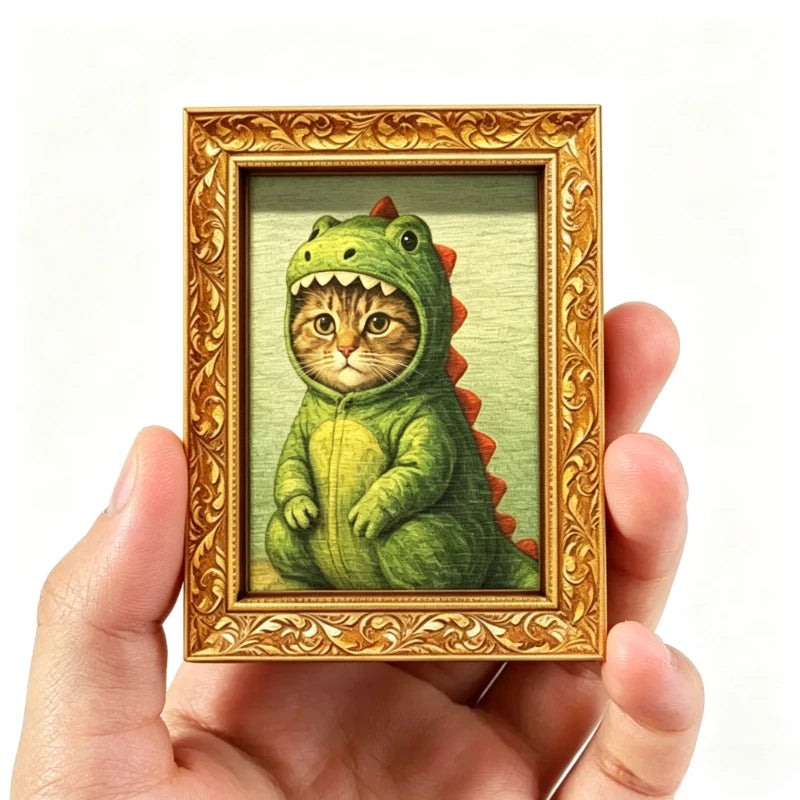Vintage Cat in Dinosaur Costume Fridge Magnet