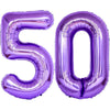 Purple foil number balloon shaped like 50 for birthday or anniversary celebrations