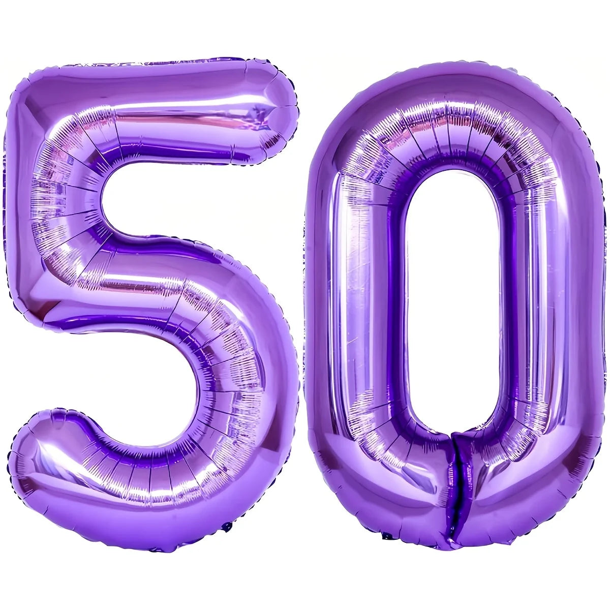 Purple foil number balloon shaped like 50 for birthday or anniversary celebrations