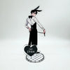 Acrylic keychain set featuring an anime character pendant of a male figure with black hair and a feather accessory.