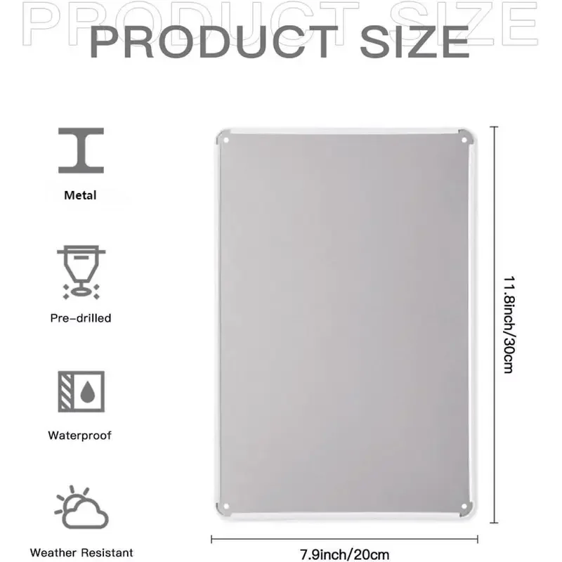 A rectangular, silver metal sign with a smooth finish and rounded edges.