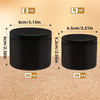 A set of two black metal candle tins with lids, one 8 oz and one 4 oz.