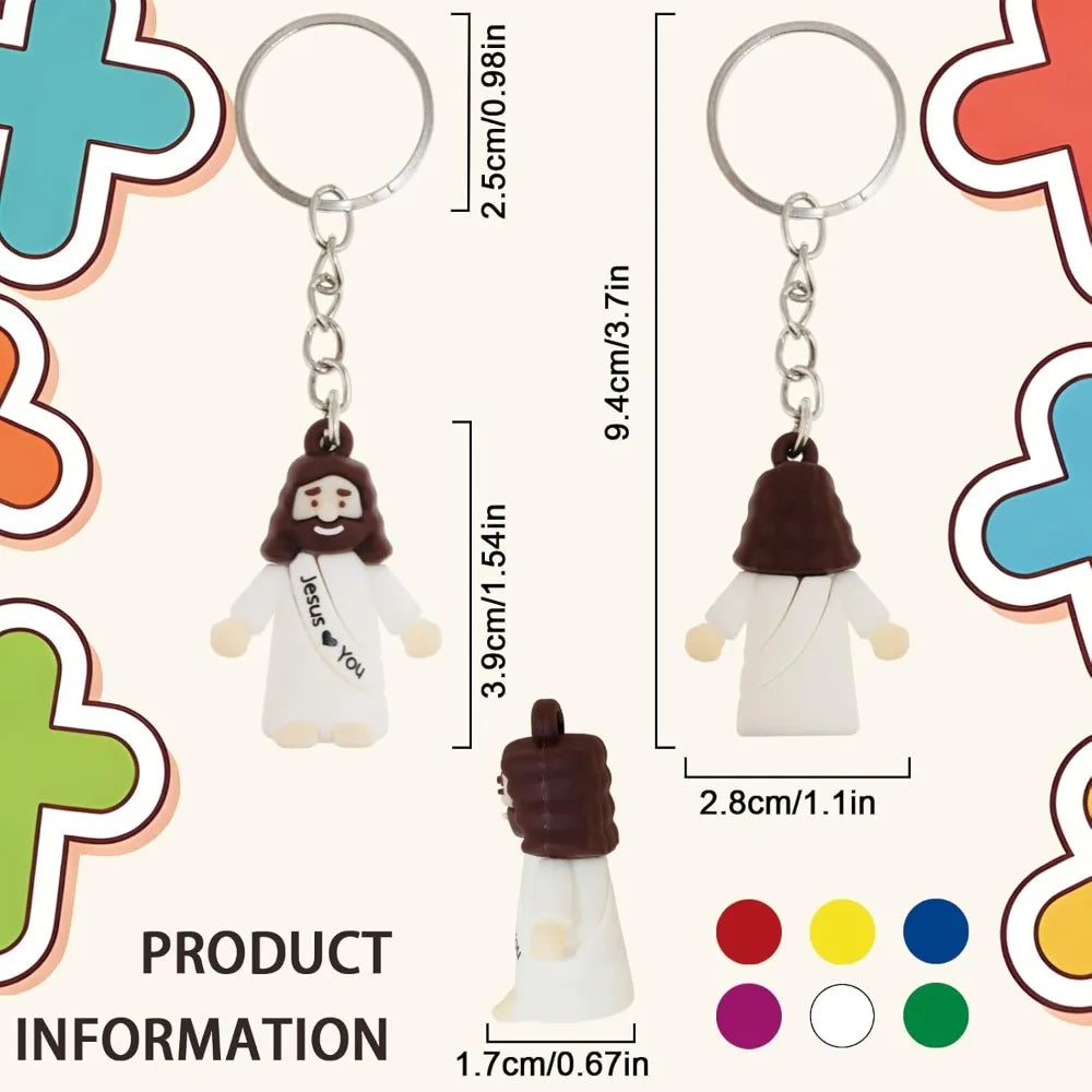Set aus sechs Mini-Edelstahl-Anhänger mit Jesusbart und der Aufschrift „You Love Him“.
