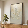 A vertical canvas art print depicting a figure, possibly Jesus, walking on water amidst turbulent waves.