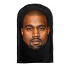 A black fabric mask shaped like a person's face, used for celebrity cosplay.