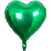 A green heart-shaped foil balloon with a star design.