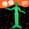 A green, 9ft tall alien inflatable decoration with LED lights against a black background.
