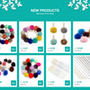 A collection of faux fur pom pom keychains in various colors and shades with silver chains.
