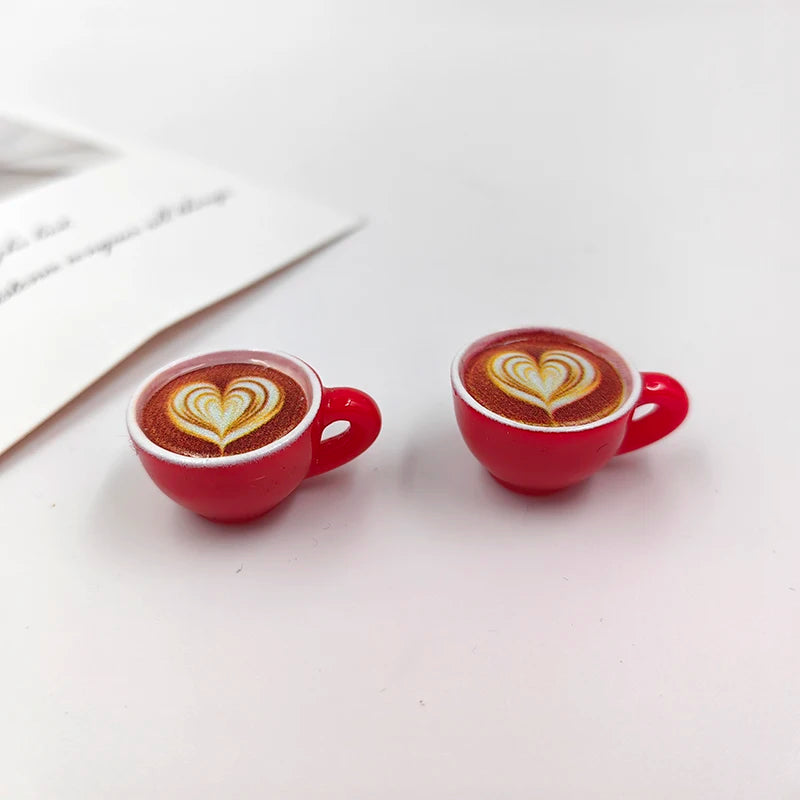 Kawaii Latte Coffee Cup Charms for DIY Jewelry Making