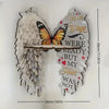 Boho wood angel wing wall shelf featuring crystal display holder and butterfly cutouts
