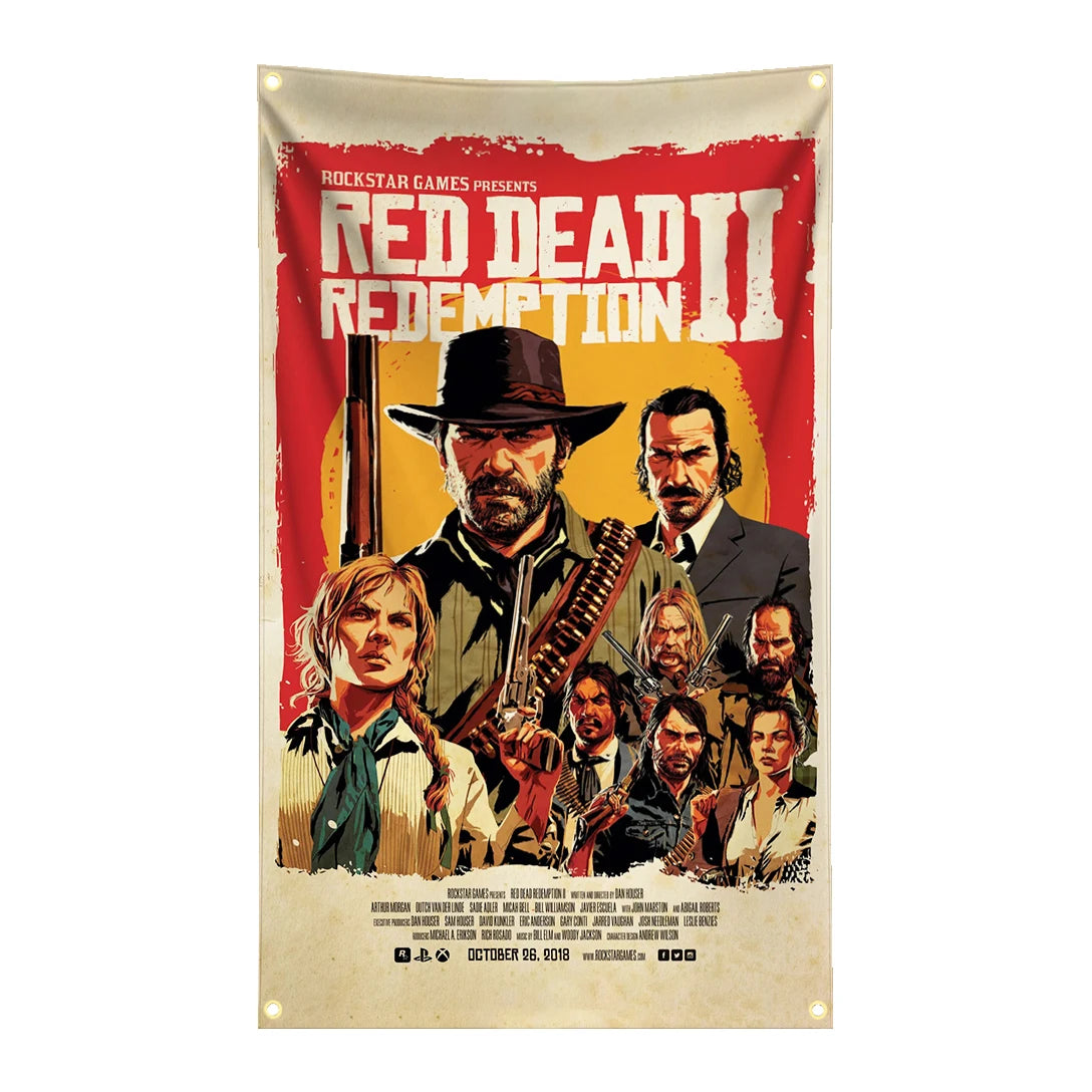 A poster featuring characters from Red Dead Redemption 2 with the title Redemption II.