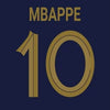 Wall art featuring the name MBAPPE and the number 10 in gold on a dark blue background.
