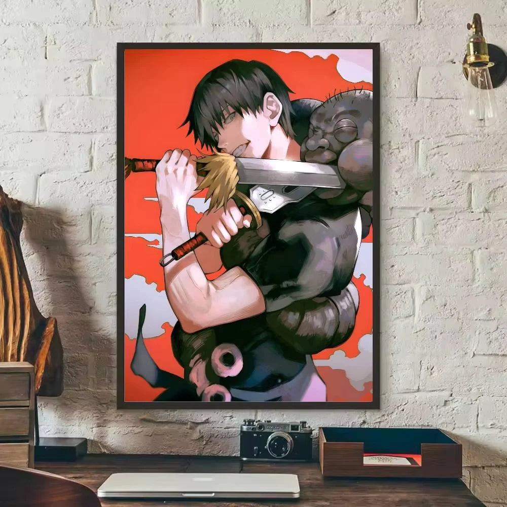 Anime canvas art poster featuring Toji Fushiguro in a dynamic pose with a katana