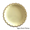 Eight 9-inch gold disposable party plates