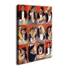 A canvas print featuring a grid of vintage cocktail illustrations depicting martini-making scenes.