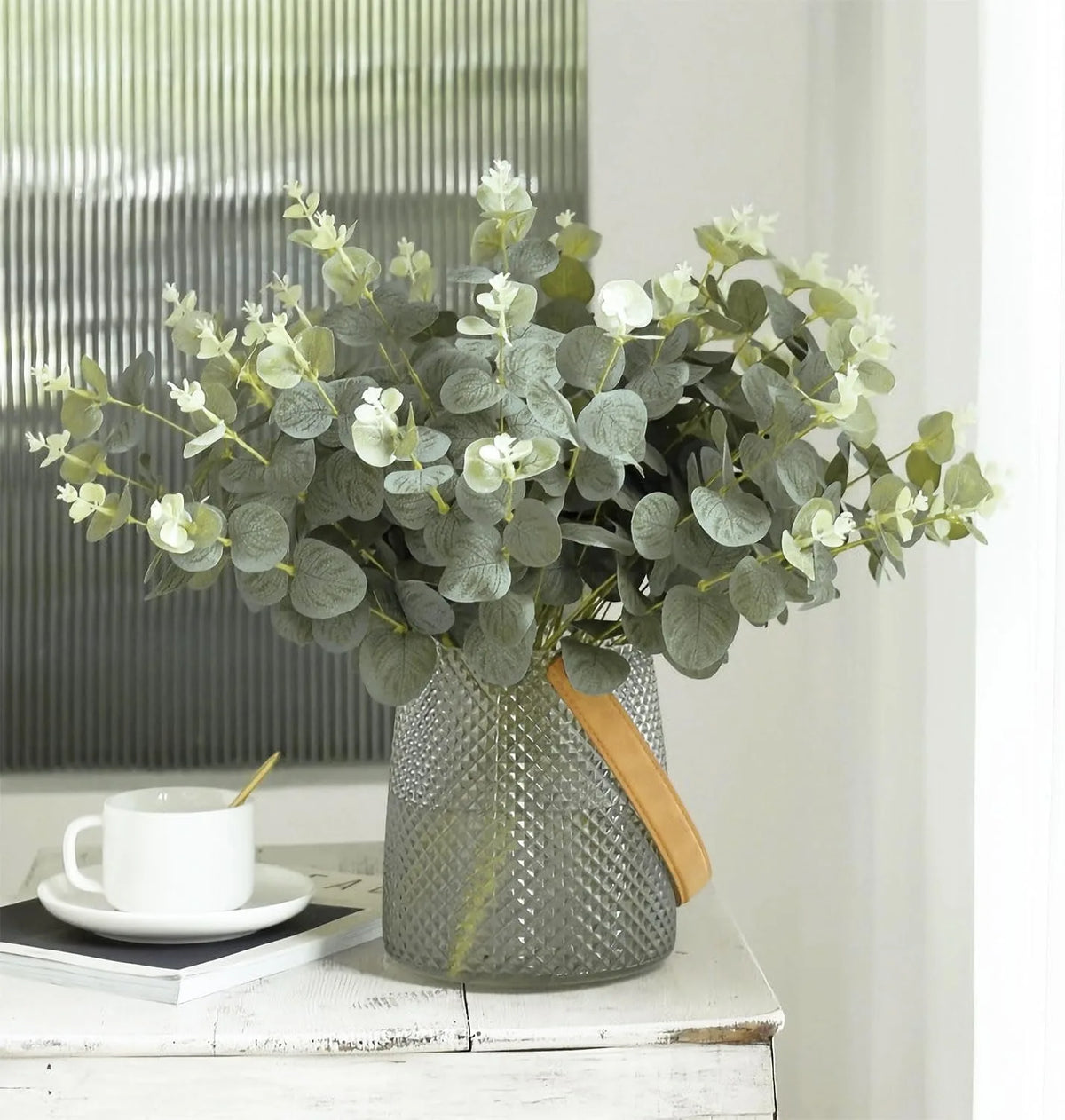 Artificial Eucalyptus Leaf Stems – Silk Greenery for Weddings & Home Decor