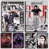 A collection of anime art posters featuring the character Toji Fushiguro in various poses and scenes.
