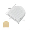 A white silicone mold with concentric grooves, showing its dimensions and texture.
