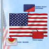 A large 3x5 foot American party bunting flag shown with double heavy stitching and a thick fabric, featuring stars and stripe