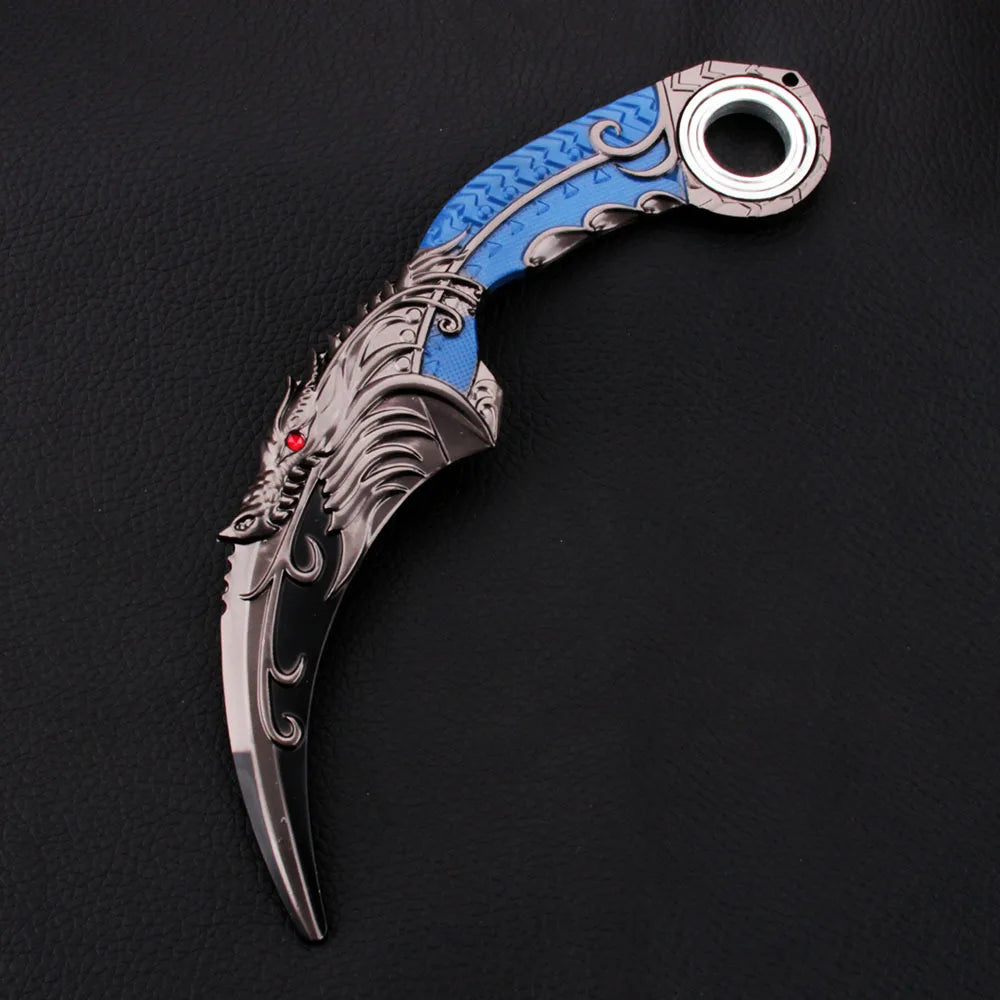 Anime-style blue dragon rotating claw knife model collectible display piece