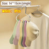 White round multi-purpose closet hooks hanging on a rod with various colored hats and scarves