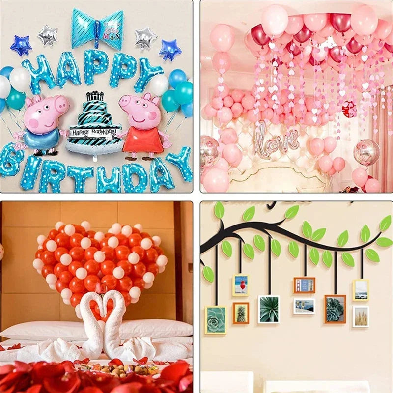 Colección de pegatinas adhesivas de puntos reutilizables en varios colores y formas para decoración de globos.