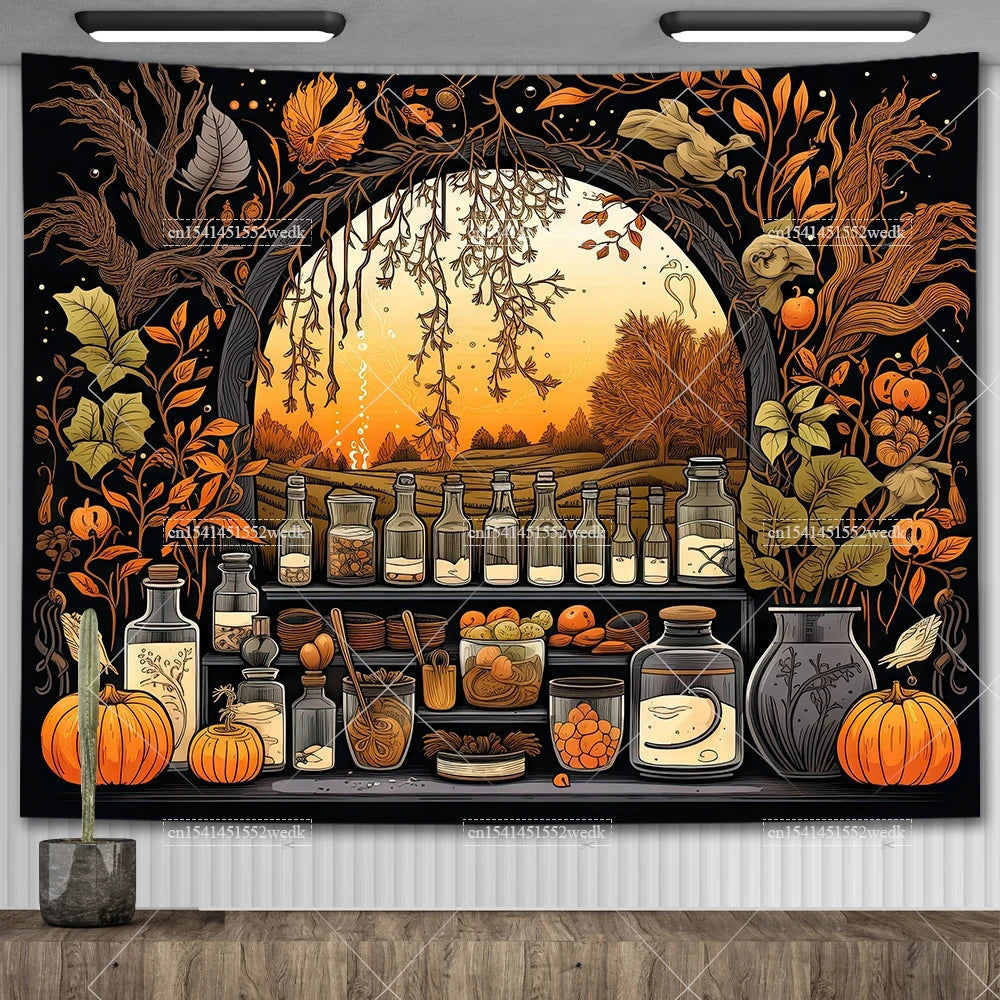 Enchanted Library Staircase Tapestry Wall Hanging