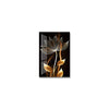 Abstract black and gold wall art featuring a delicate, stylized flower design.