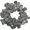 A collection of smooth, dark gray river rocks used for aquariums, art, and rock painting.